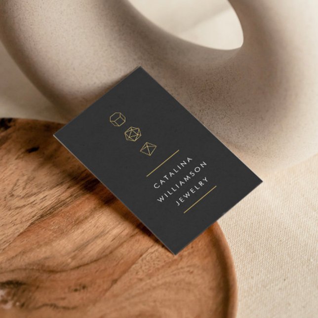 Modern Gemstone Trio Logo Vertical Dark Gray Business Card (Creator Uploaded)