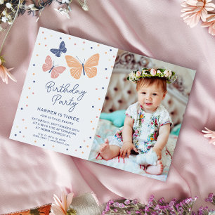 Modern Gender Neutral Photo Birthday Invitation