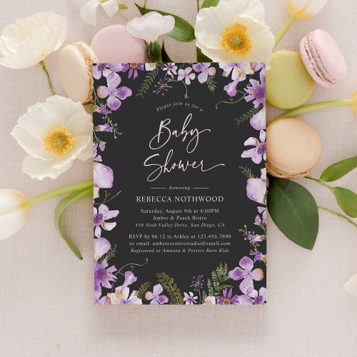 Modern Gender Neutral Purple Baby Shower Invitation