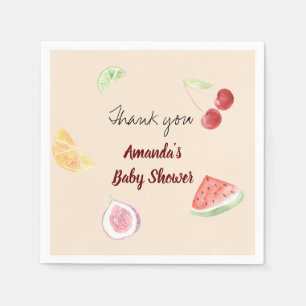 Modern Gender Neutral Watercolor Fruit Baby Shower Napkins