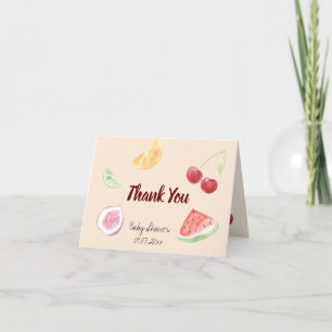 Modern Gender Neutral Watercolor Fruit Baby Shower Thank You Card
