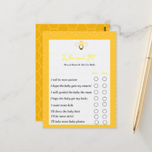 Modern gender reveal party games bumble bee themes postcard