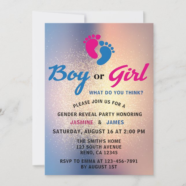 Modern Gender Reveal Party Invitation (Front)