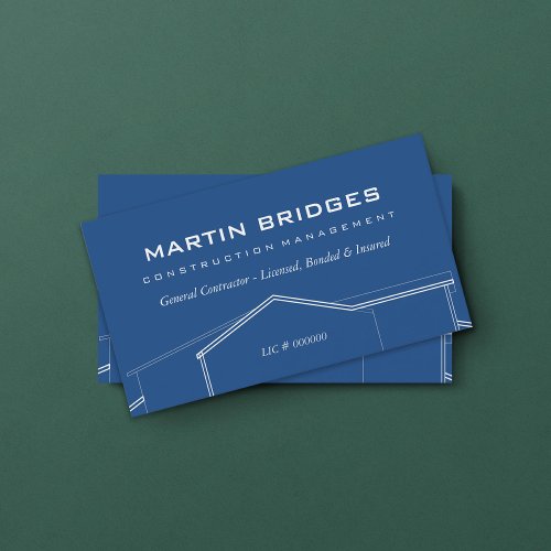 Modern General Construction Blue Print Business Card