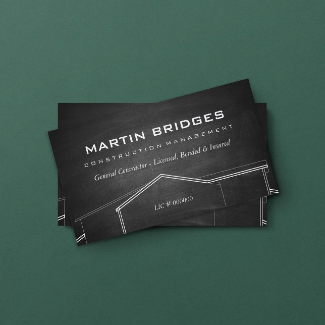 Modern General Construction Chalk Business Card (Creator Uploaded)