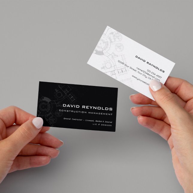 Modern General Construction Chalk Business Cards (Creator Uploaded)