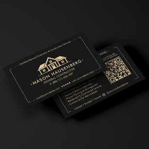 Modern General Contracting Contractor Black Business Card