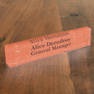 Modern General Manager Textured Burnt Orange Desk Name Plate