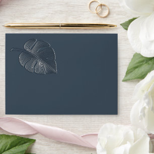 Modern gentle embossed tropical leaf envelope