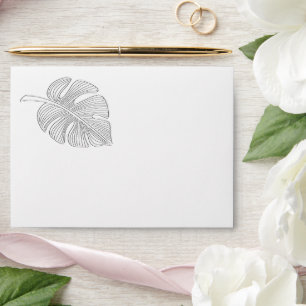 Modern gentle embossed tropical leaf envelope