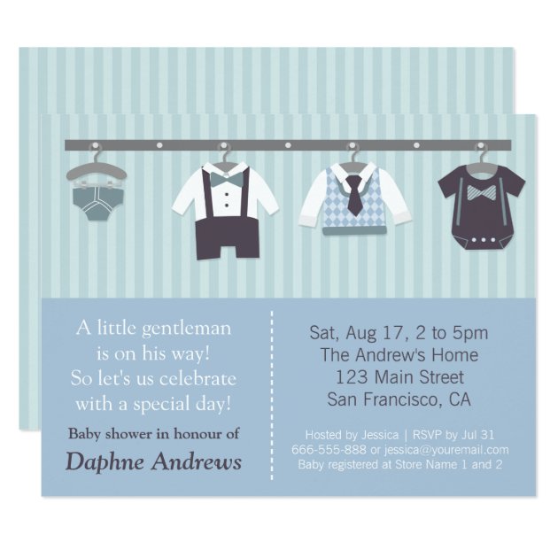 Modern Gentleman Baby Boy Shower Invitations