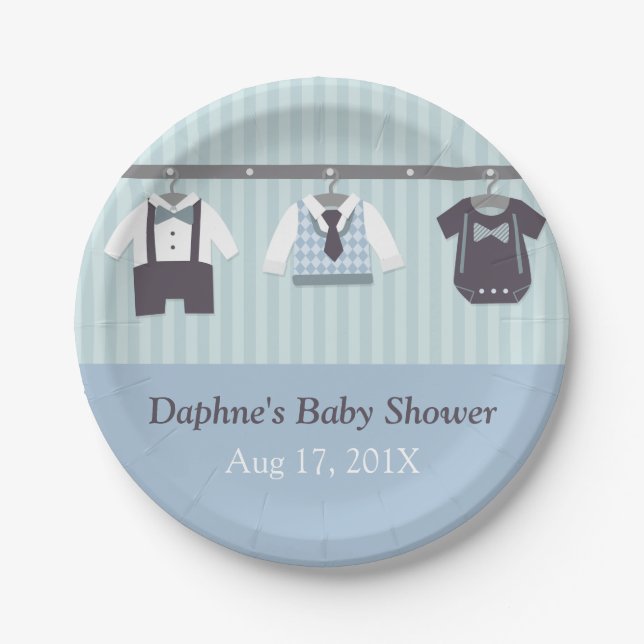 Modern Gentleman Baby Boy Shower Party Supplies Paper Plates (Front)