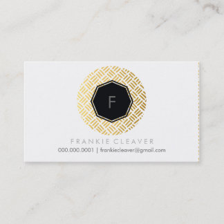 MODERN GEO HEXAGON monogram spot gold pattern Business Card