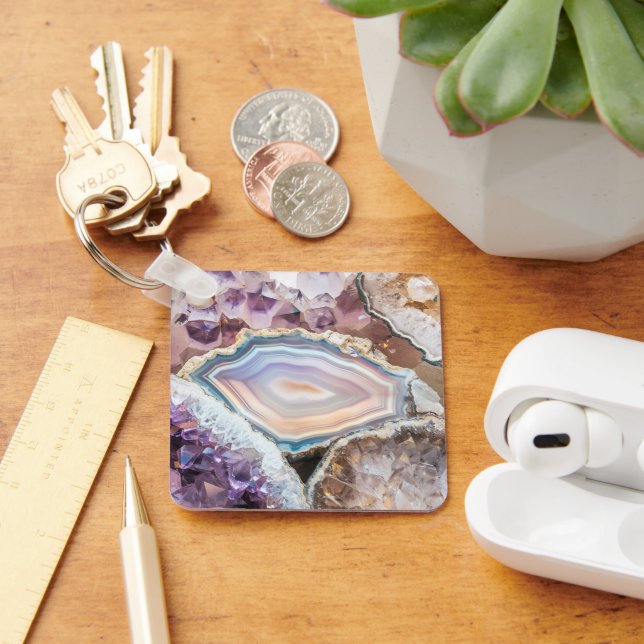 Modern Geode Crystal | Crystal Keychain (Desk)