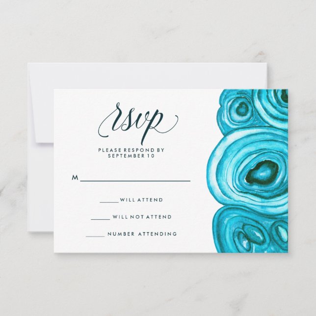 Modern Geode Wedding | Blue RSVP (Front)