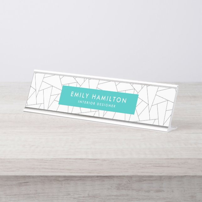 Modern Geometic | Personalized Desk Name Plate (Front)