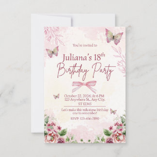 Modern Geometric 18th Birthday Party Invitation