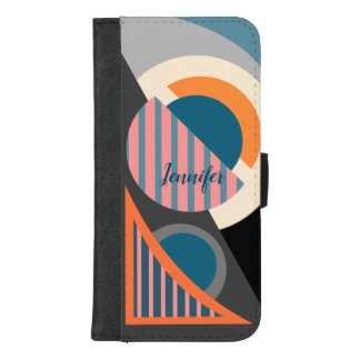 Modern geometric abstract and custom name iPhone 8/7 plus wallet case