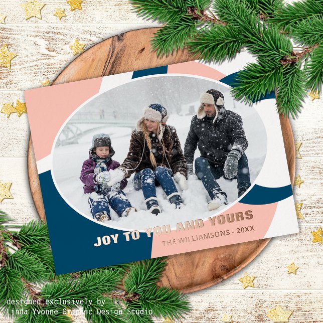 Modern Geometric Abstract Art Pattern Rose Gold Foil Holiday Postcard (Creator Uploaded)