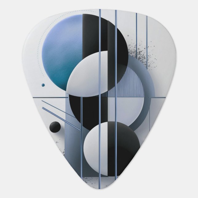 Modern Geometric Abstract Blue Elegant Minimalist Guitar Pick (Front)