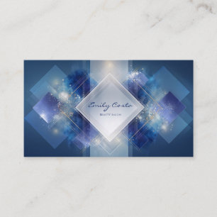 Modern Geometric Abstract Blue & Gold Glitter Business Card