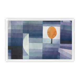 Modern Geometric Abstract Blue Orange Klee Acrylic Tray