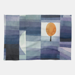 Modern Geometric Abstract Blue Orange Klee Kitchen Towel