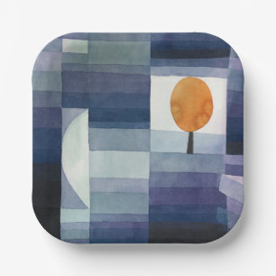 Modern Geometric Abstract Blue Orange Klee Paper Plates