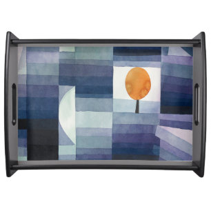 Modern Geometric Abstract Blue Orange Klee Serving Tray