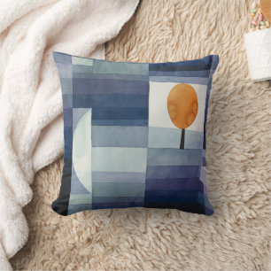 Modern Geometric Abstract Blue Orange Klee Throw Pillow