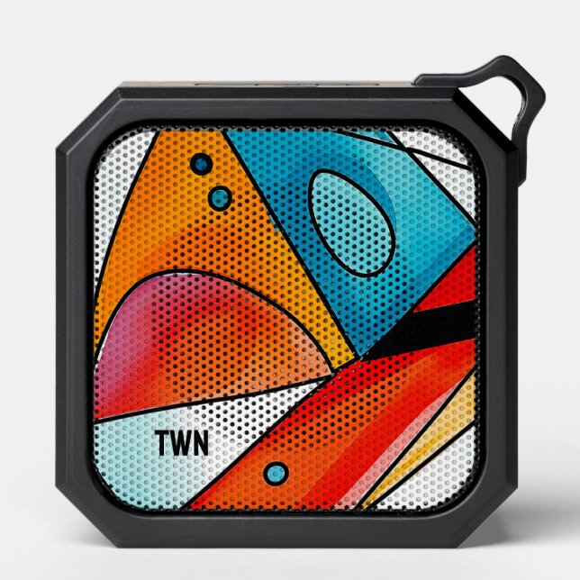 Modern Geometric Abstract Bright Colors Bluetooth Speaker (Front)