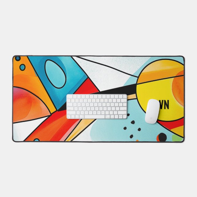 Modern Geometric Abstract Bright Colors Desk Mat (Keyboard & Mouse)