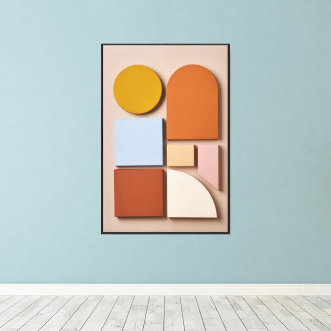 Modern Geometric Abstract Canvas Print| Warm Tones Print (Insitu(Wood Floor))