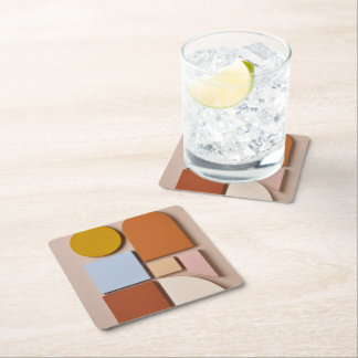 Modern Geometric Abstract Coaster Warm Tones