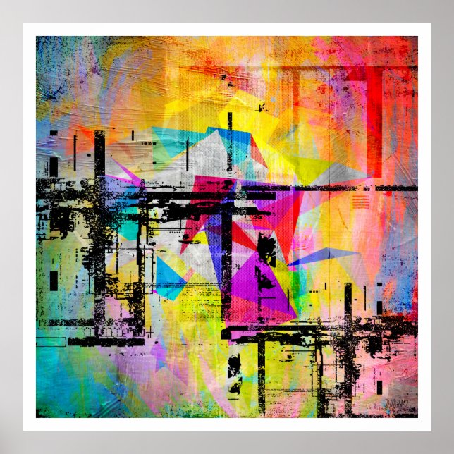 Modern Geometric Abstract Colorful Art Poster (Front)