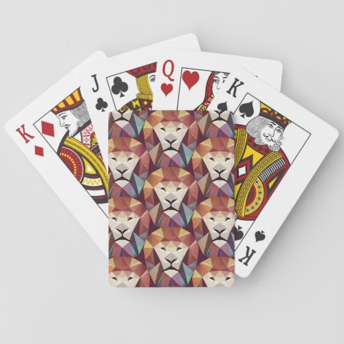 Modern Geometric Abstract Colorful Lion Pattern Poker Cards