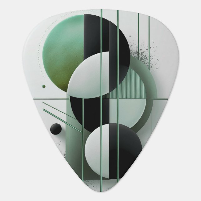 Modern Geometric Abstract Green Elegant Minimalist Guitar Pick (Front)
