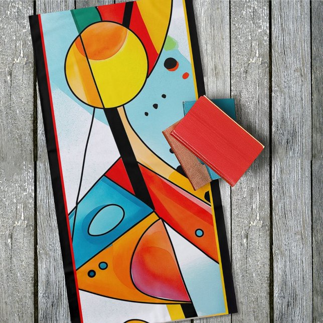 Modern Geometric Abstract in Reds, Yellows & Blues Beach Towel (Creator Uploaded)