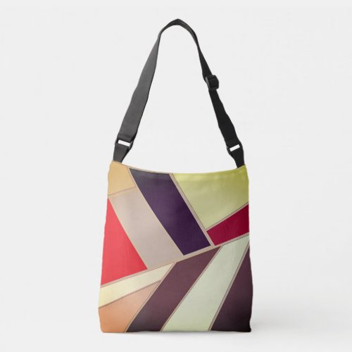 Modern Geometric Abstract Mosaic Brown and Orange Crossbody Bag
