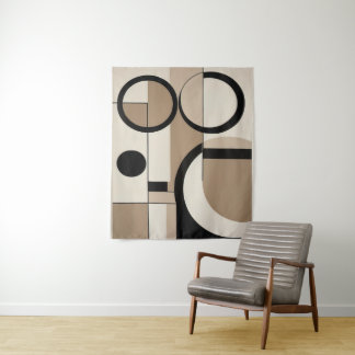 Modern Geometric Abstract Overlap Art  Tapestry
