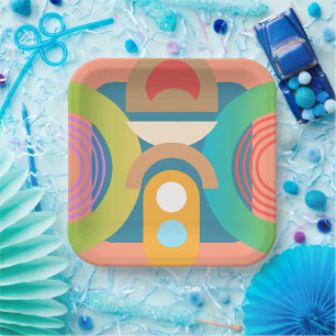 Modern Geometric Abstract Party Design Paper Plates