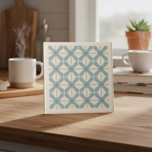 Modern Geometric Abstract Pat#16 Teal ID1192 Ceramic Tile