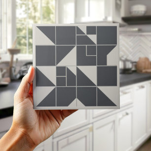 Modern Geometric Abstract Pat#1 Black ID1192 Ceramic Tile