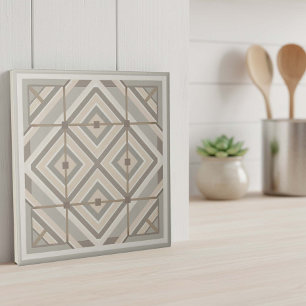 Modern Geometric Abstract Pat#20 Greige ID1192 Ceramic Tile