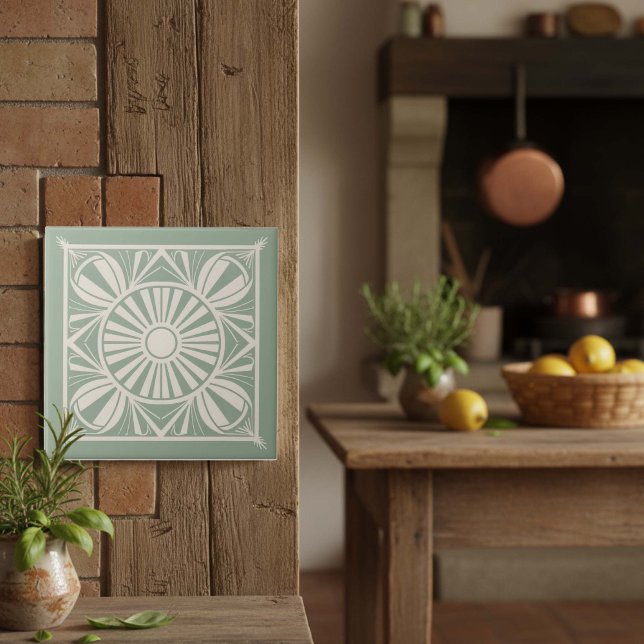 Modern Geometric Abstract Pat#21 Green ID1192 Ceramic Tile (Creator Uploaded)