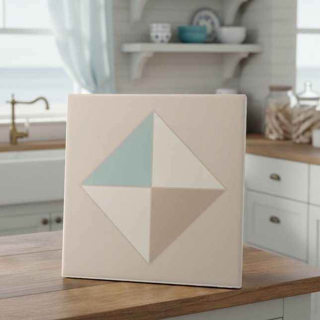 Modern Geometric Abstract Pat#4 Teal ID1192 Ceramic Tile (Creator Uploaded)