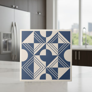 Modern Geometric Abstract Pat#5 Navy ID1192 Ceramic Tile