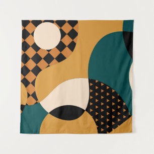 Modern geometric abstract patchwork pattern, wavy tapestry