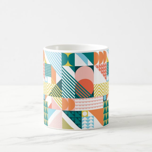 Modern Geometric Abstract Pattern Bold Retro  Coffee Mug (Center)