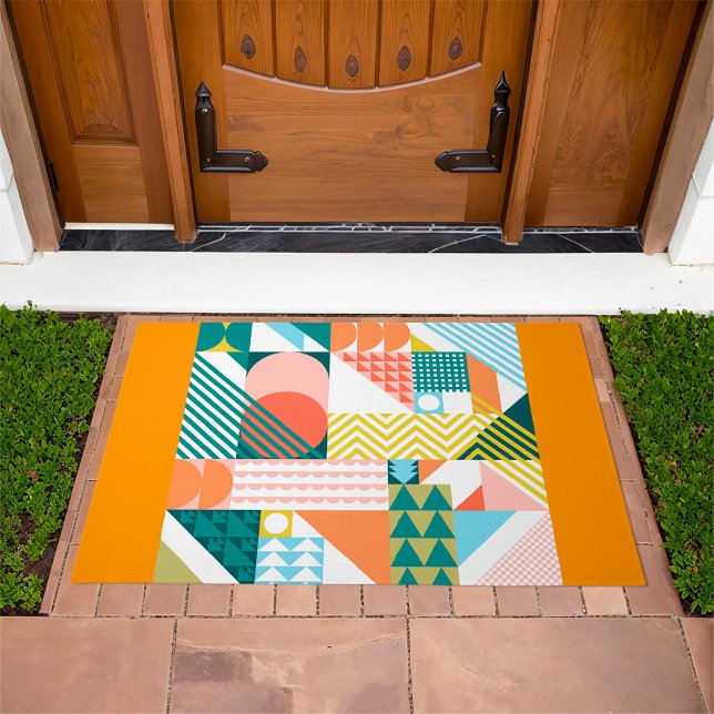 Modern Geometric Abstract Pattern Bold Retro  Doormat (Creator Uploaded)